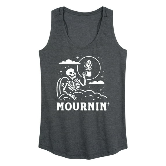 Instant Message - Mournin Skeleton And Coffee - Women's Racerback Tank Top