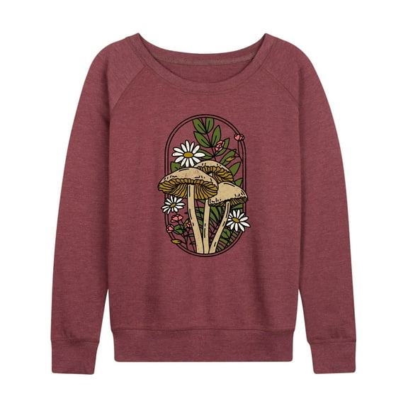 Instant Message - Mushrooms And Flowers - Women's Lightweight French Terry Long Sleeve Shirt