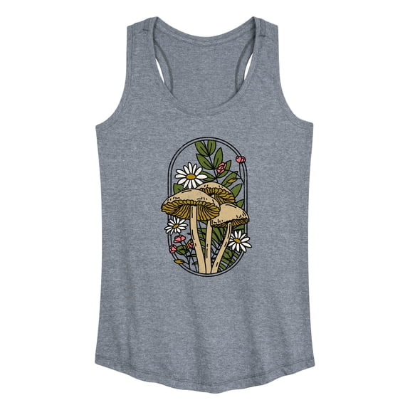 Instant Message - Mushrooms And Flowers - Women's Racerback Tank Top