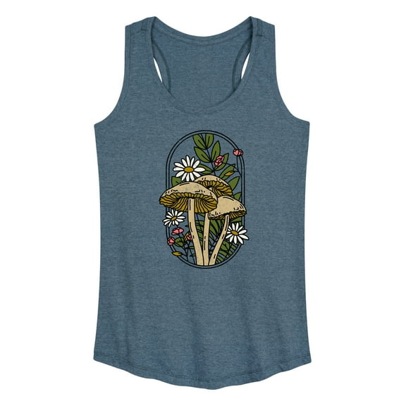 Instant Message - Mushrooms And Flowers - Women's Racerback Tank Top