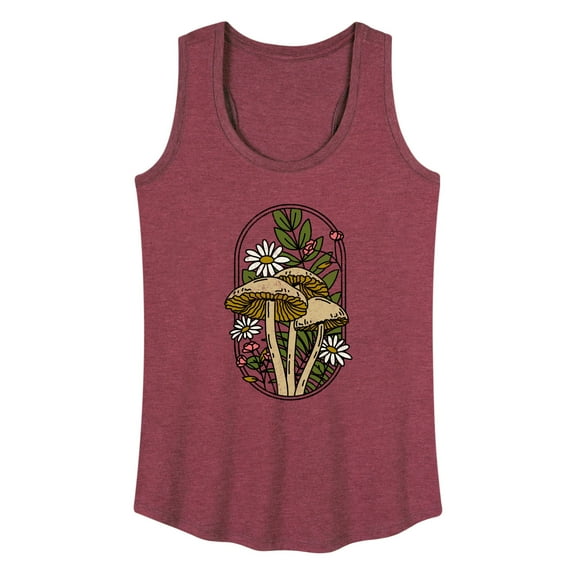 Instant Message - Mushrooms And Flowers - Women's Racerback Tank Top