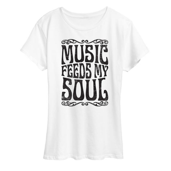 Instant Message - Music Feeds My Soul - Women's Short Sleeve Graphic T-Shirt