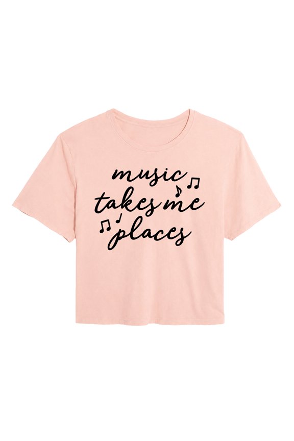 - Music Takes Me Places - Juniors Cropped Graphic T-Shirt
