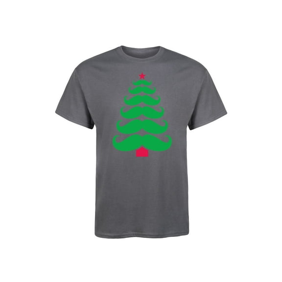 Instant Message - Mustache Christmas Tree - Men's Short Sleeve Graphic T-Shirt