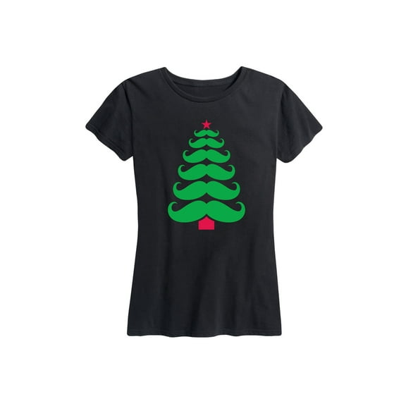 Instant Message - Mustache Christmas Tree - Women's Short Sleeve Graphic T-Shirt