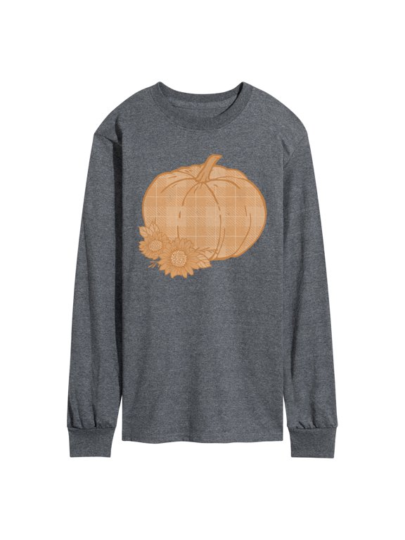 - Muted Plaid Pumpkin Men's Long Sleeve Graphic T-Shirt