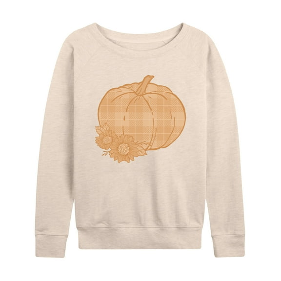 Instant Message - Muted Plaid Pumpkin - Women's French Terry Long Sleeve Shirt