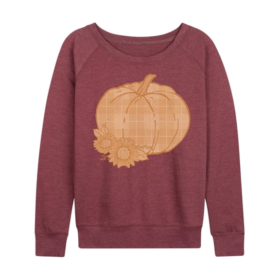 Instant Message - Muted Plaid Pumpkin - Women's French Terry Long Sleeve Shirt