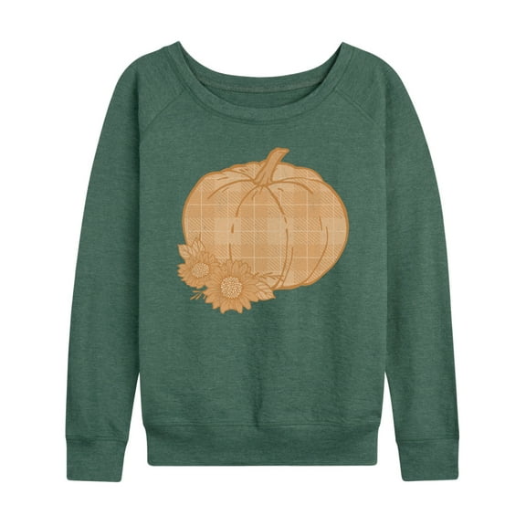 Instant Message - Muted Plaid Pumpkin - Women's French Terry Long Sleeve Shirt
