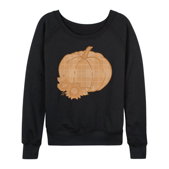 Instant Message - Muted Plaid Pumpkin - Women's French Terry Long Sleeve Shirt