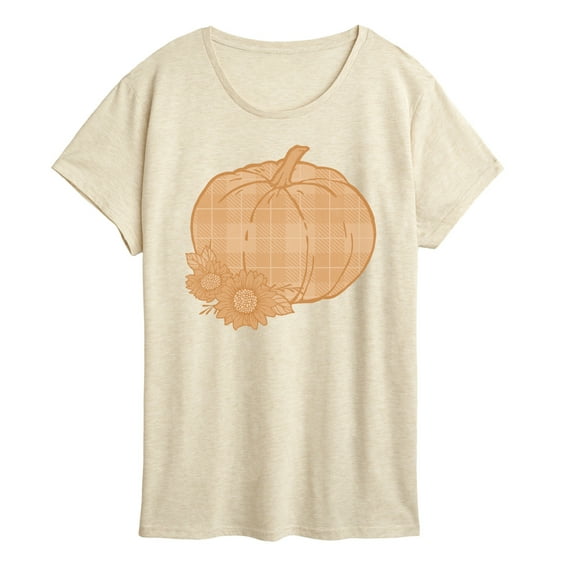 Instant Message - Muted Plaid Pumpkin - Women's Short Sleeve Graphic T-Shirt