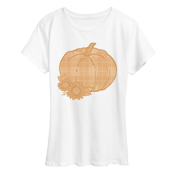 Instant Message - Muted Plaid Pumpkin - Women's Short Sleeve Graphic T-Shirt