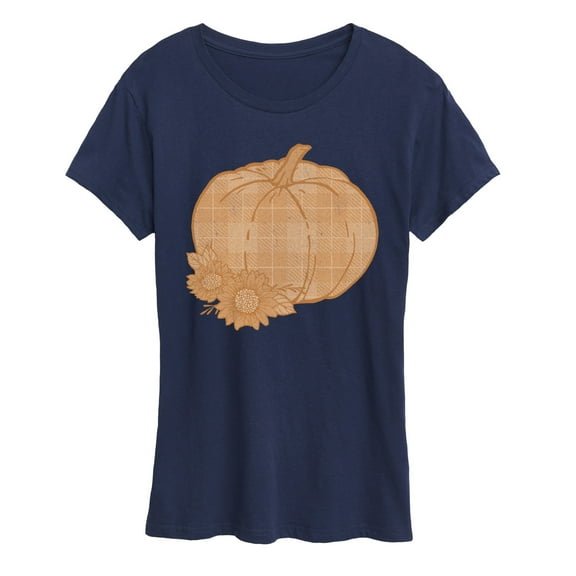 Instant Message - Muted Plaid Pumpkin - Women's Short Sleeve Graphic T-Shirt