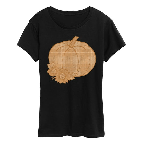 Instant Message - Muted Plaid Pumpkin - Women's Short Sleeve Graphic T-Shirt
