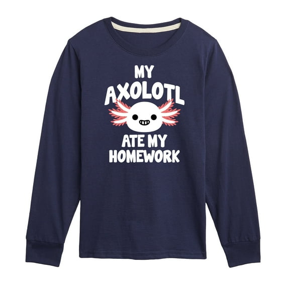 Instant Message - My Axolotl Ate My Homework - Toddler And Youth Long Sleeve Graphic T-Shirt
