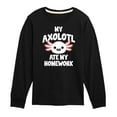 thumbnail image 1 of Instant Message - My Axolotl Ate My Homework - Toddler And Youth Long Sleeve Graphic T-Shirt, 1 of 6