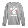 thumbnail image 1 of Instant Message - My Axolotl Ate My Homework - Toddler And Youth Long Sleeve Graphic T-Shirt, 1 of 6