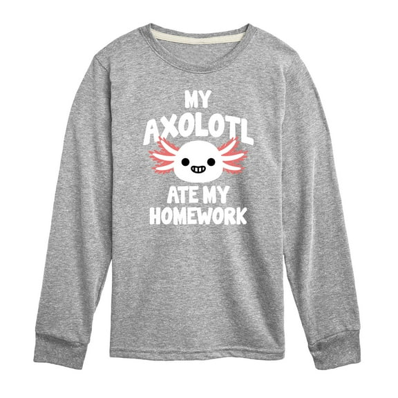 Instant Message - My Axolotl Ate My Homework - Toddler And Youth Long Sleeve Graphic T-Shirt