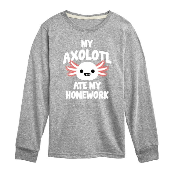 Instant Message - My Axolotl Ate My Homework - Toddler And Youth Long Sleeve Graphic T-Shirt