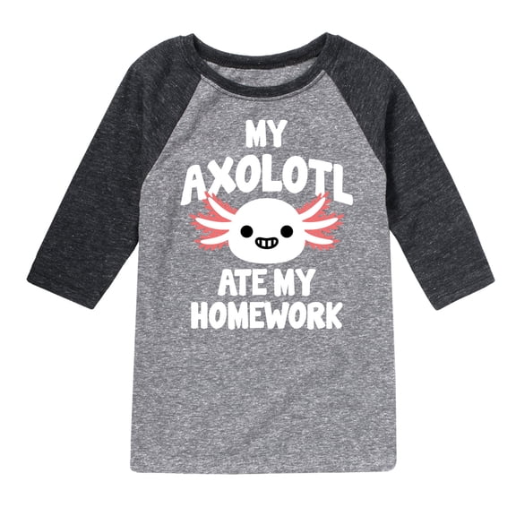 Instant Message - My Axolotl Ate My Homework - Toddler And Youth Raglan Graphic T-Shirt