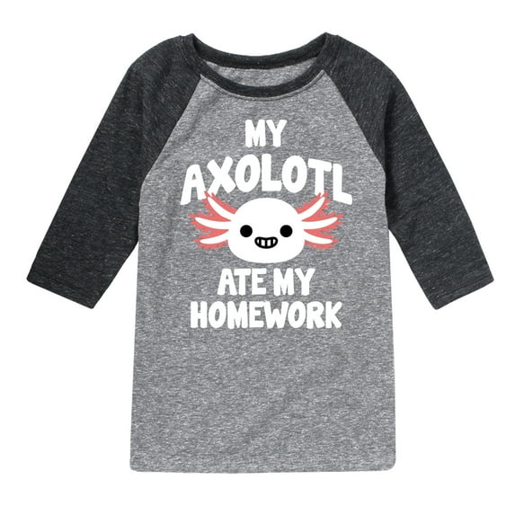 Instant Message - My Axolotl Ate My Homework - Toddler And Youth Raglan Graphic T-Shirt