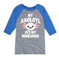 thumbnail image 1 of Instant Message - My Axolotl Ate My Homework - Toddler And Youth Raglan Graphic T-Shirt, 1 of 5