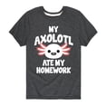 thumbnail image 1 of Instant Message - My Axolotl Ate My Homework - Toddler And Youth Short Sleeve Graphic T-Shirt, 1 of 6