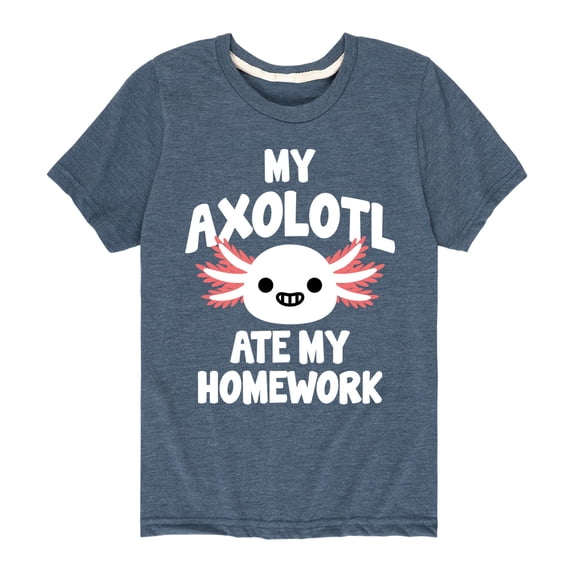 Instant Message - My Axolotl Ate My Homework - Toddler And Youth Short Sleeve Graphic T-Shirt