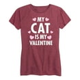 thumbnail image 1 of Instant Message - My Cat Is My Valentine - Women's Short Sleeve Graphic T-Shirt, 1 of 5