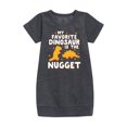 thumbnail image 1 of Instant Message - My Favorite Dinosaur is the Nugget - Toddler & Youth Girls Fleece Dress, 1 of 5