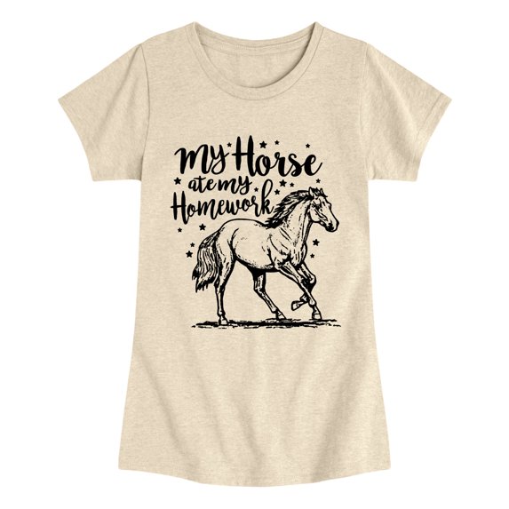Instant Message - My Horse Ate My Homework Fitted Short Sleeve Graphic T-Shirt
