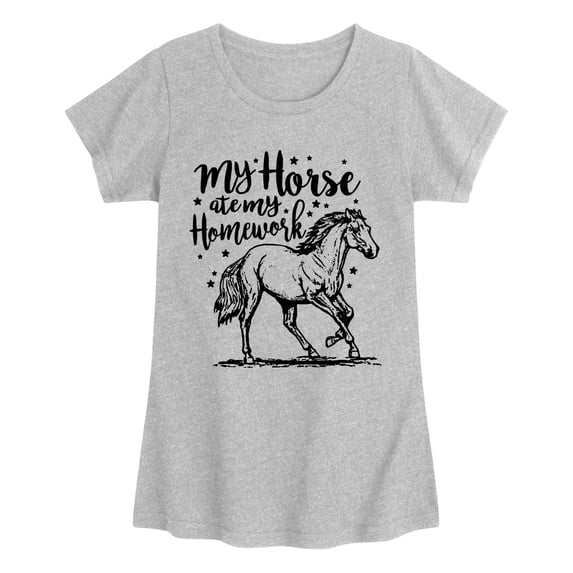 Instant Message - My Horse Ate My Homework Fitted Short Sleeve Graphic T-Shirt