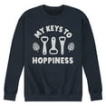 thumbnail image 1 of Instant Message - My Keys to Hoppiness - Bottle Opener - Men's Crew Neck Fleece Pullover, 1 of 6