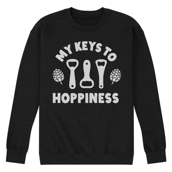 Instant Message - My Keys to Hoppiness - Bottle Opener - Men's Crew Neck Fleece Pullover