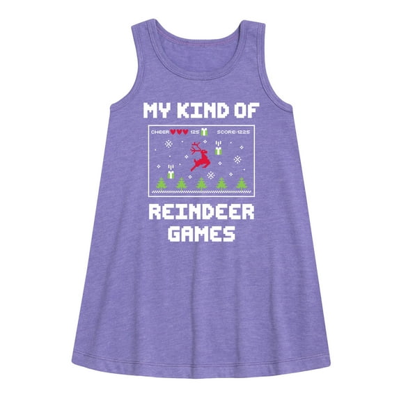 Instant Message - My Kind Of Reindeer Games Christmas - Toddler & Youth Girls A-line Dress