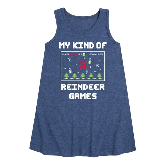 Instant Message - My Kind Of Reindeer Games Christmas - Toddler & Youth Girls A-line Dress