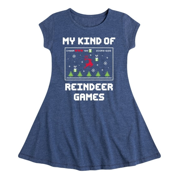 Instant Message - My Kind Of Reindeer Games Christmas - Toddler & Youth Girls Fit & Flare Dress