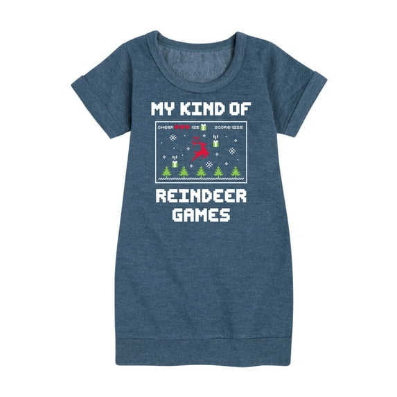 Instant Message - My Kind Of Reindeer Games Christmas - Toddler & Youth Girls Fleece Dress