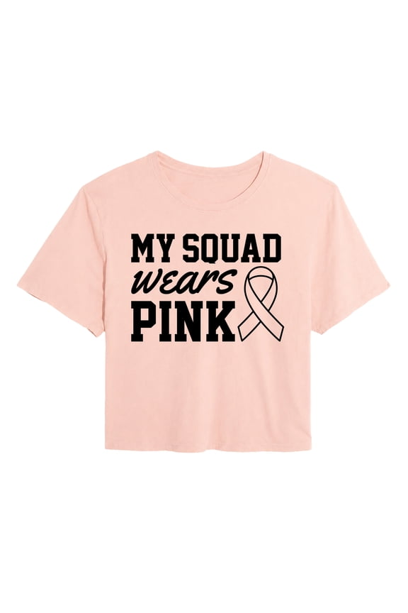- My Squad Wears Pink - Juniors Cropped Graphic T-Shirt