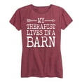 thumbnail image 1 of Instant Message - My Therapist Lives In A Barn - Women's Short Sleeve Graphic T-Shirt, 1 of 5