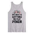 thumbnail image 1 of Instant Message - My Wife Is Letting Me Play Poker - Men's Jersey Tank Top, 1 of 5