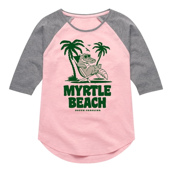 Instant Message - Myrtle Beach Alligator - Toddler & Youth Girls Raglan Graphic T-Shirt