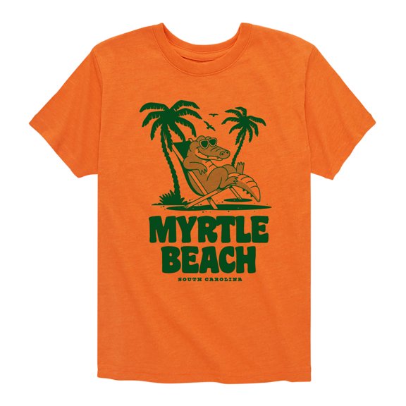 Instant Message - Myrtle Beach Alligator - Vacation Destination - Boy's Short Sleeve Graphic T-Shirt