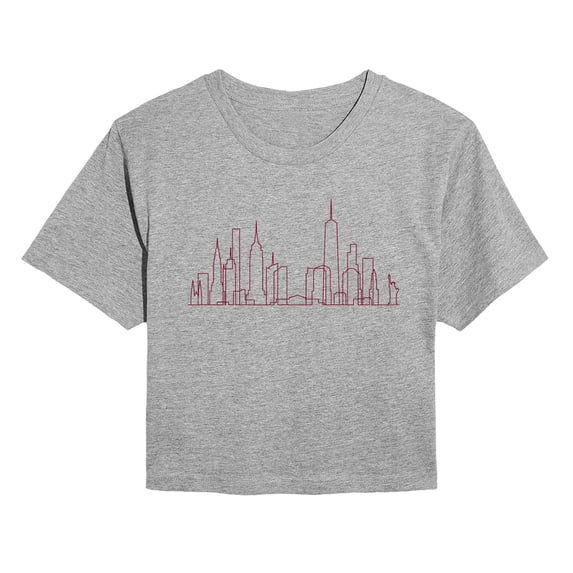 Instant Message - NYC Skyline Line Art Cropped Graphic T-Shirt