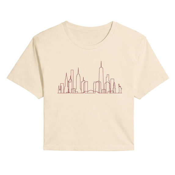 Instant Message - NYC Skyline Line Art Cropped Graphic T-Shirt