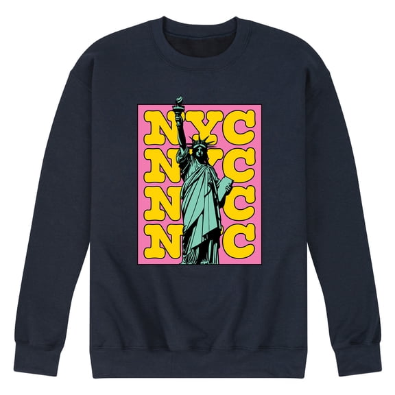 Instant Message - NYC Statue Of Liberty - Men's Crew Neck Fleece Pullover