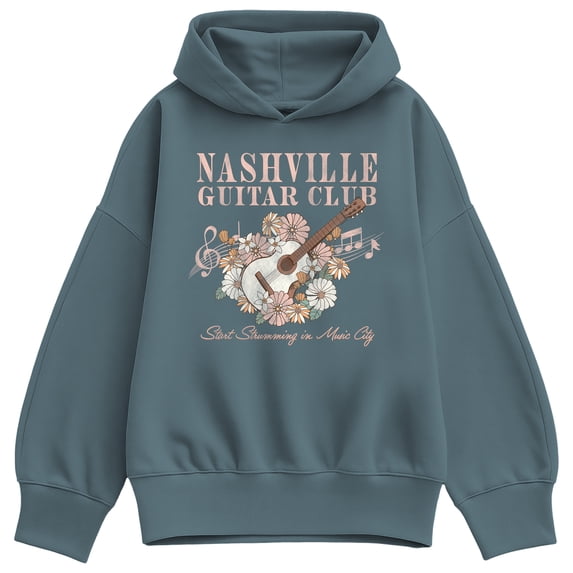 Instant Message - Nashville Guitar Oversized Fleece Hoodie Sweatshirt