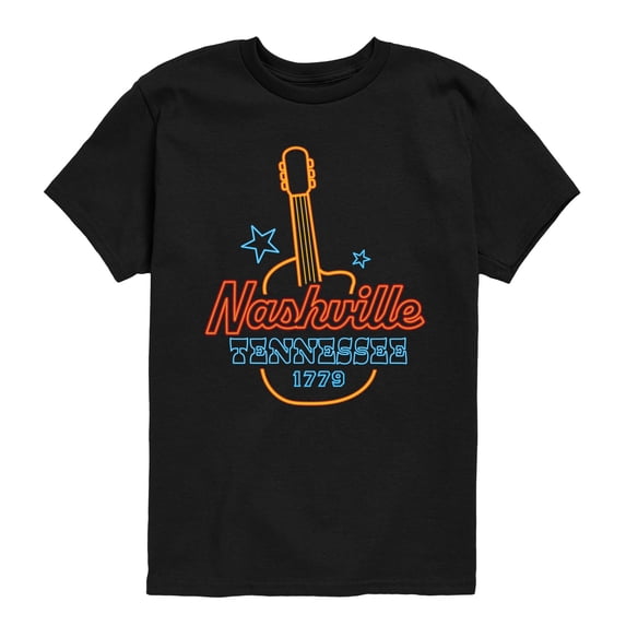 Instant Message - Nashville Neon Guitar Sign Boys' Short Sleeve Graphic T-Shirt