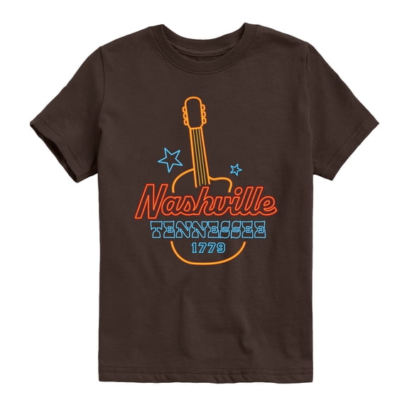 Instant Message - Nashville Neon Guitar Sign Boys' Short Sleeve Graphic T-Shirt