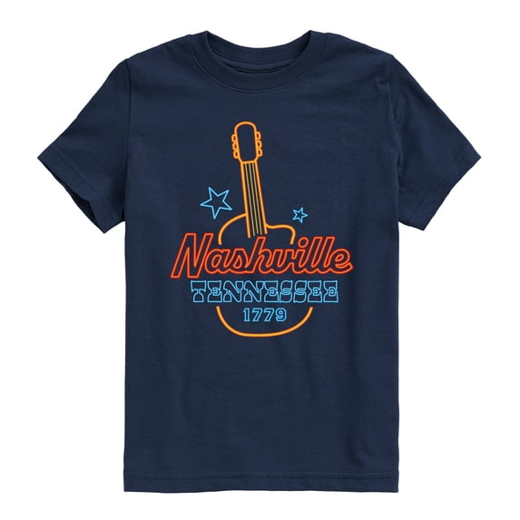 Instant Message - Nashville Neon Guitar Sign Boys' Short Sleeve Graphic T-Shirt